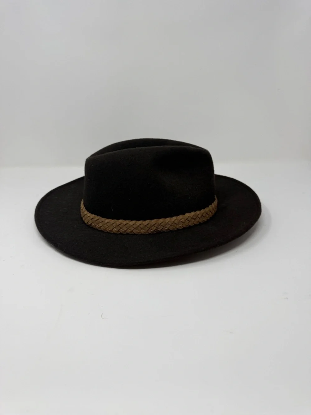 Orvis Felt Hat Brown Woven Leather Band Wool Outdoor Fedora Safari Men's